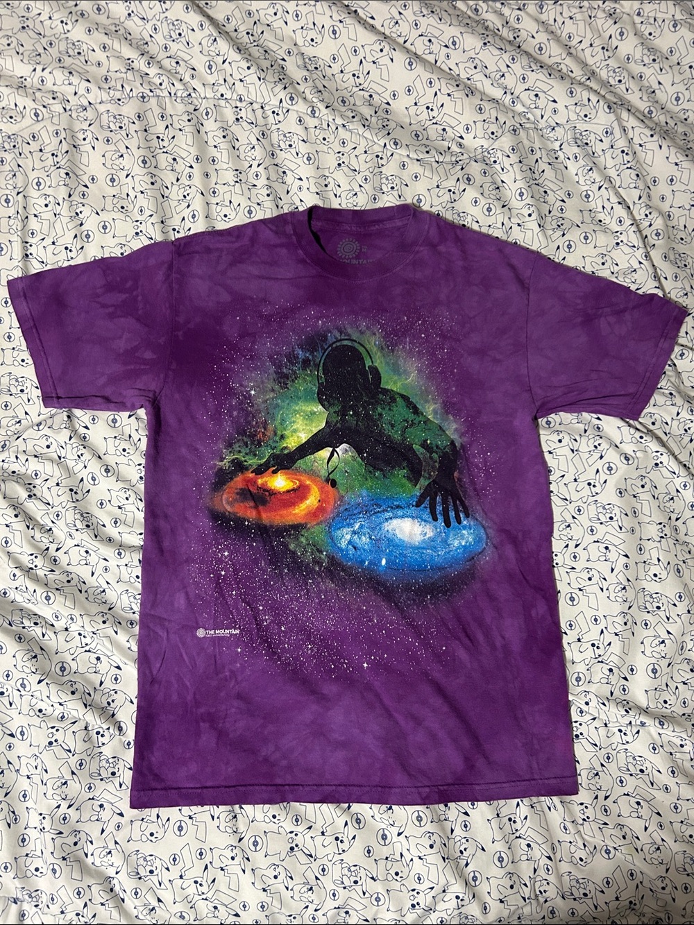 2011 The Mountain Purple Galaxy Tie Dye Graphic Tee Shirt